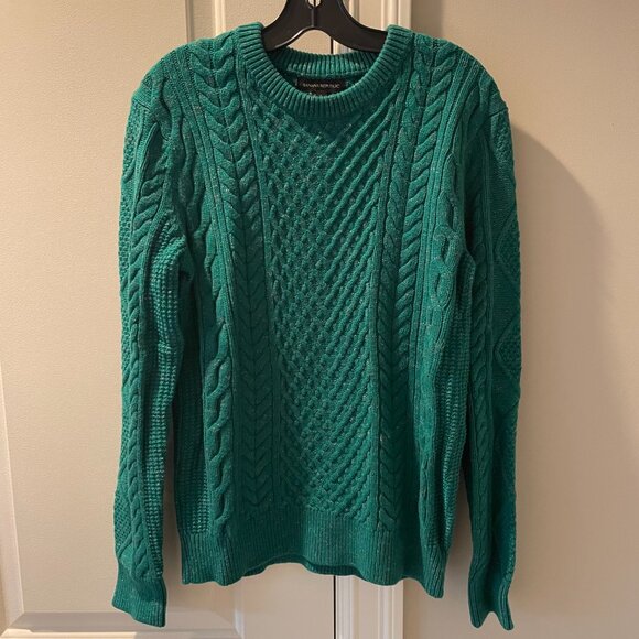 Banana Republic Emerald Green Cable Knit Sweater *excellent quality* NWOT - Picture 8 of 8